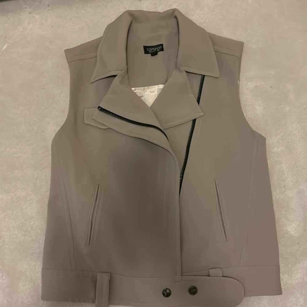 Camel/beige top shop moto style vest. Worn once!!